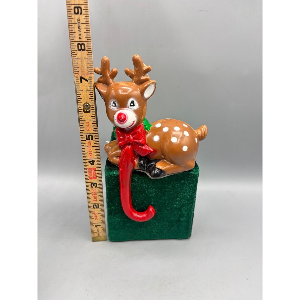 Vintage 2 Pc Christmas Stocking Holder‎ Snowman Reindeer Mantel Decor - Picture 5 of 5